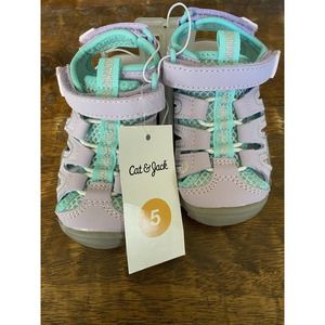 Cat & Jack Afton Hiking Sandals Purple Teal Hook & Loop Toddler Girl Size 5